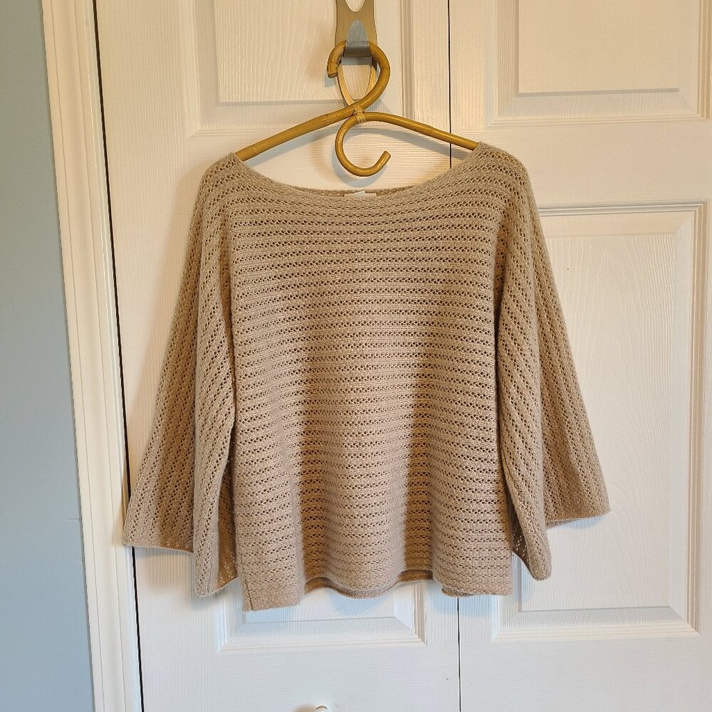 Garnet Hill Beige Scoop Neck Sweater